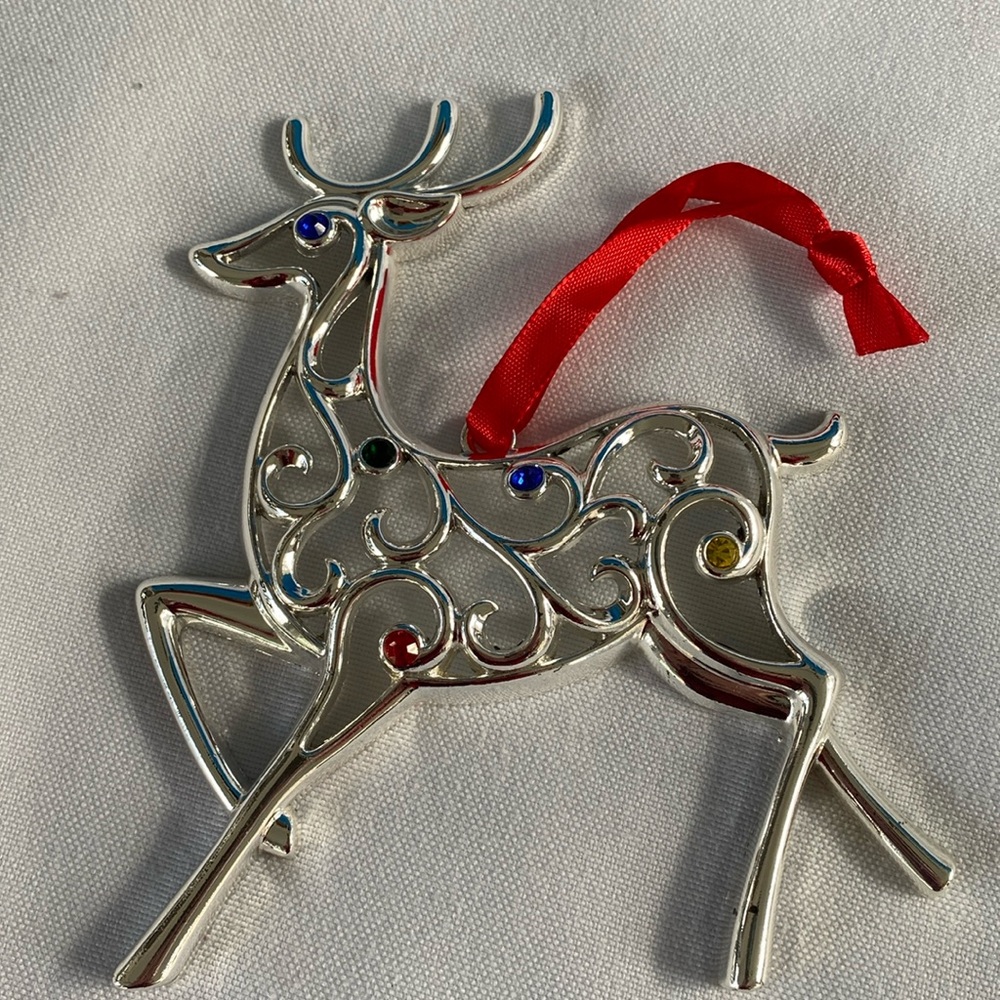 Lenox Sparkle and Scroll Reindeer Ornament